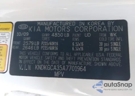 2010 Kia Sportage Lx V6 z USA, uszkodzony, nr VIN KNDKGCA35A7701964